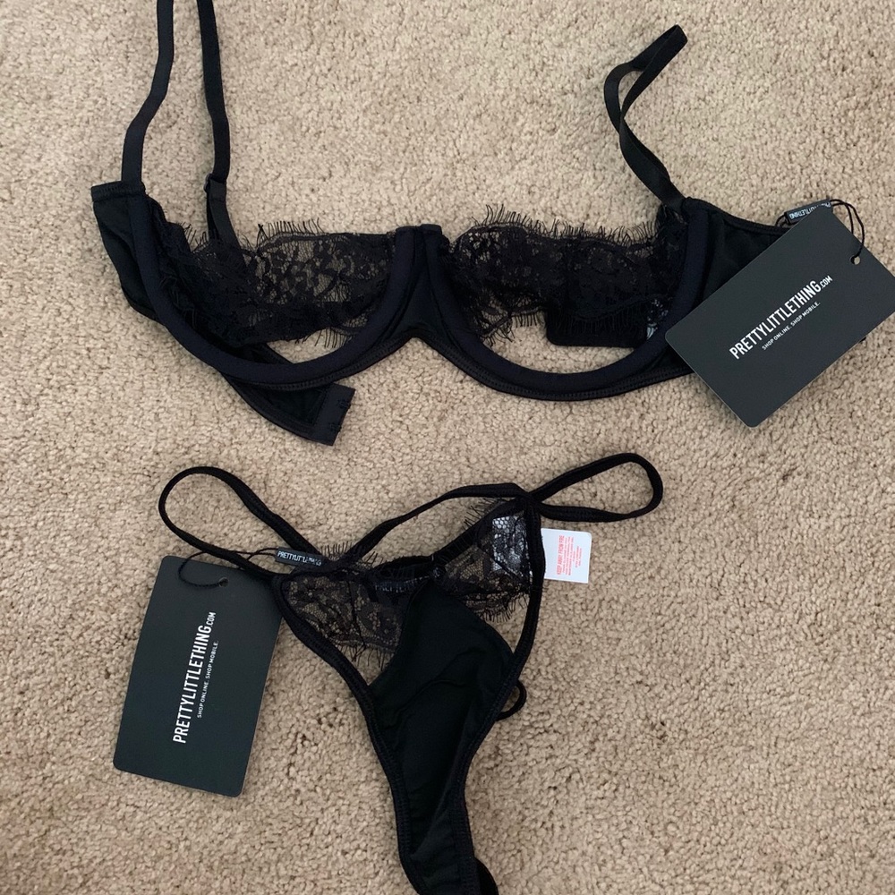 PLT black lace lingerie set